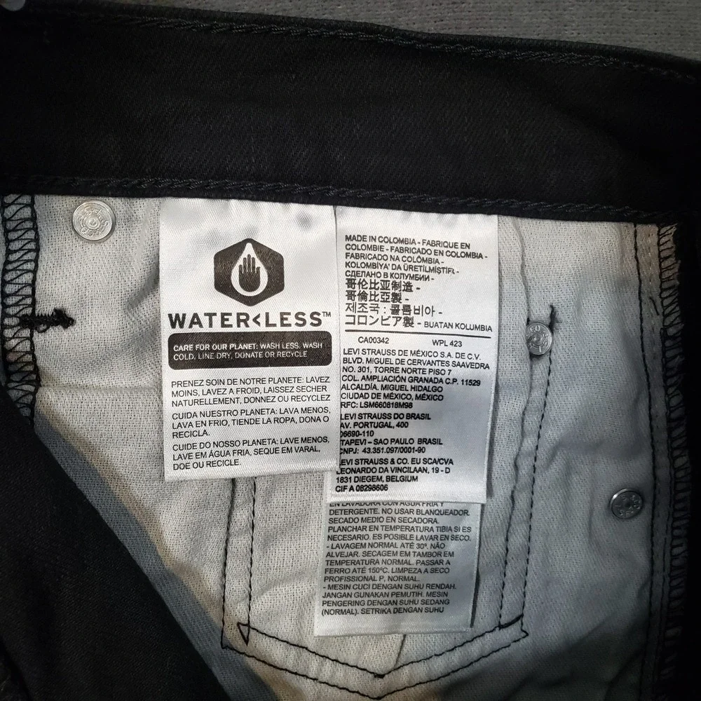 Levi's 559 Relaxed Straight Jeans Mens 32x32 Black WaterLess Stretch Denim